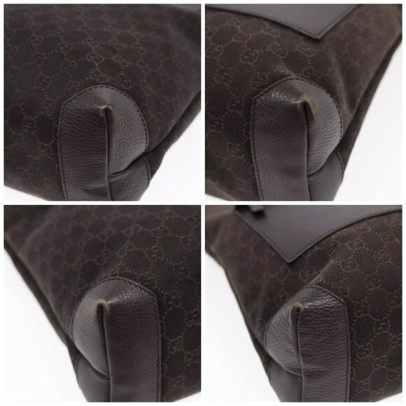 GUCCI GG Canvas Tote Bag Outlet Brown Silver 180450 Auth - Picture 15 of 16
